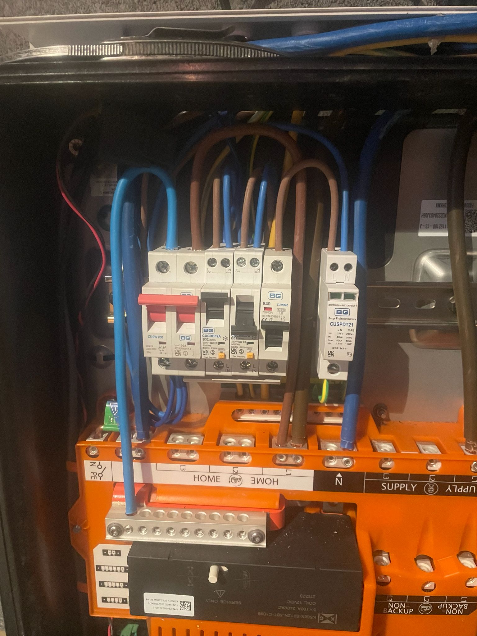 BG consumer unit with surge protection and switchgear