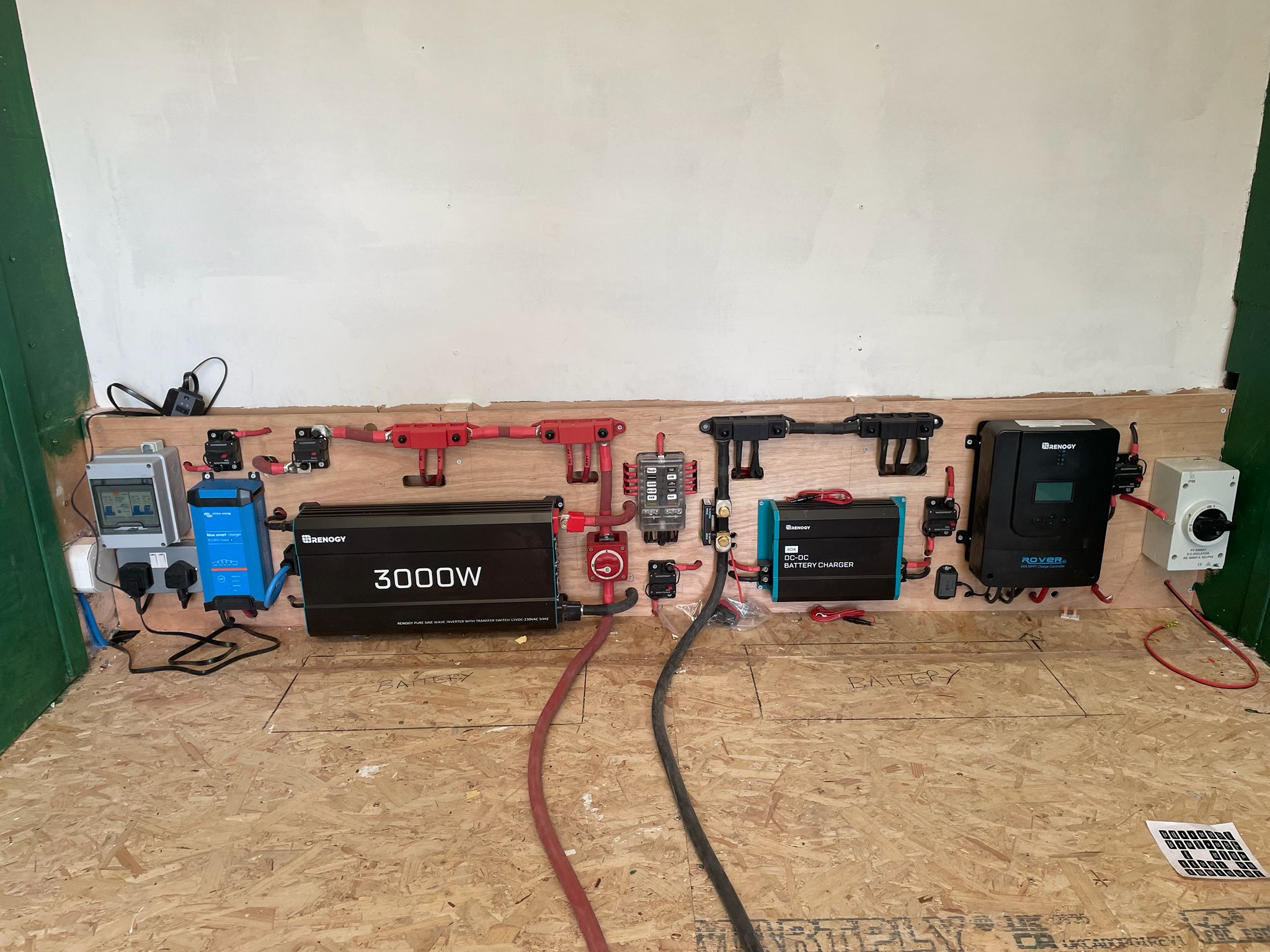 Renogy 3000W off-grid power board with Victron charger and DC-DC battery charger