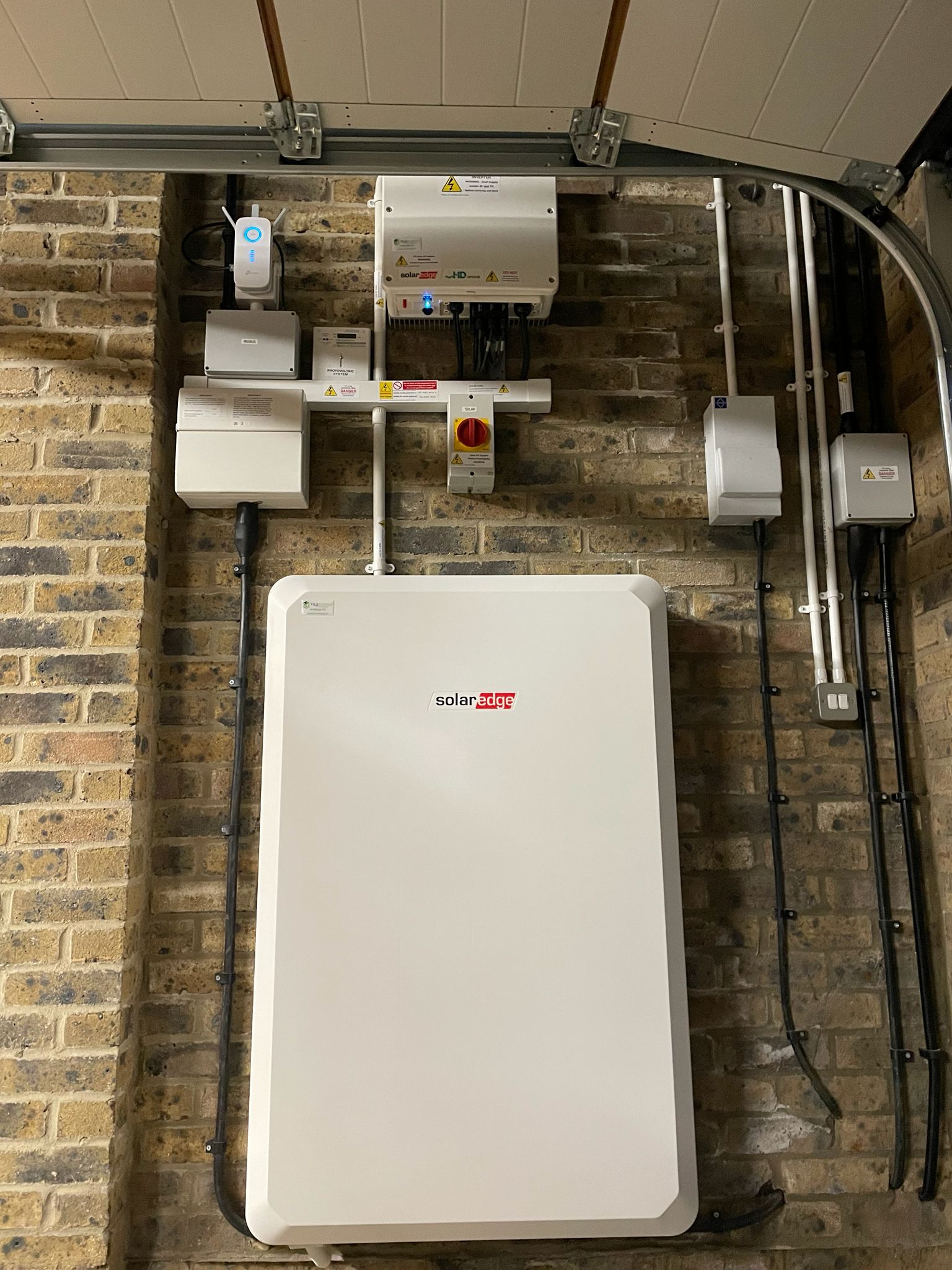 SolarEdge inverter and battery storage in garage